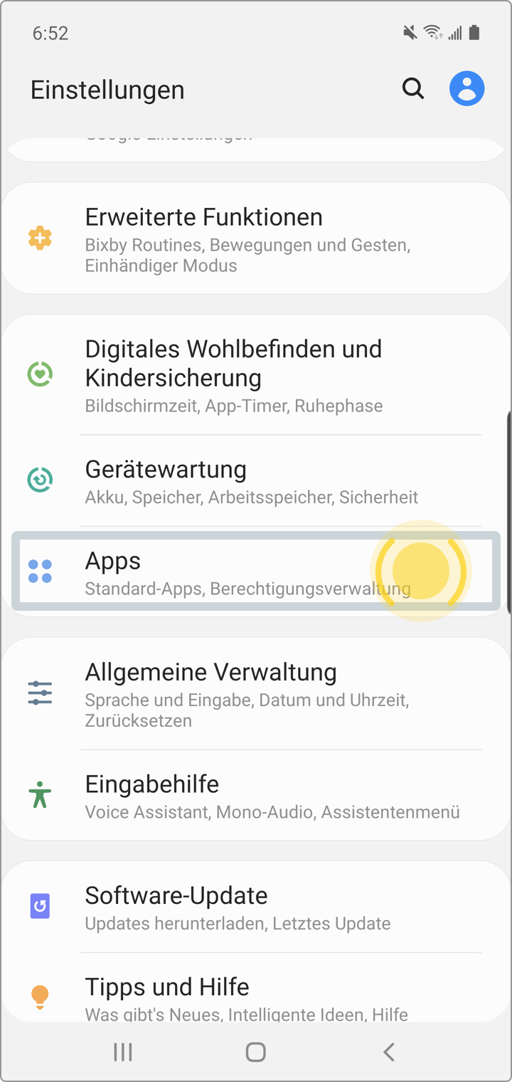 Samsung mit Android 11 - Hintergrundaktivität zulassen (mehrere Schritte)