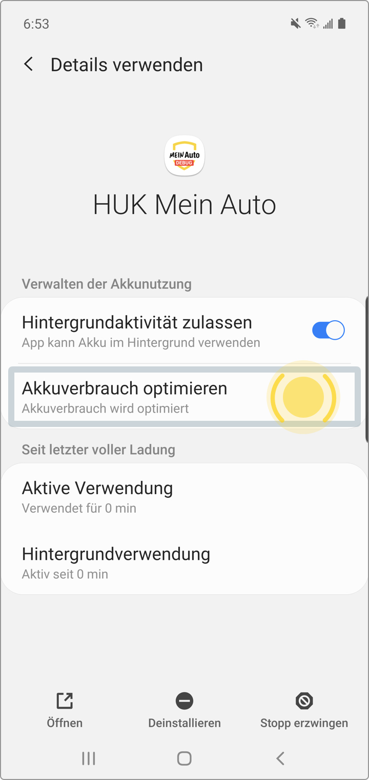 Samsung mit Android 11 - Akkuoptimierung ausschalten (mehrere Schritte)